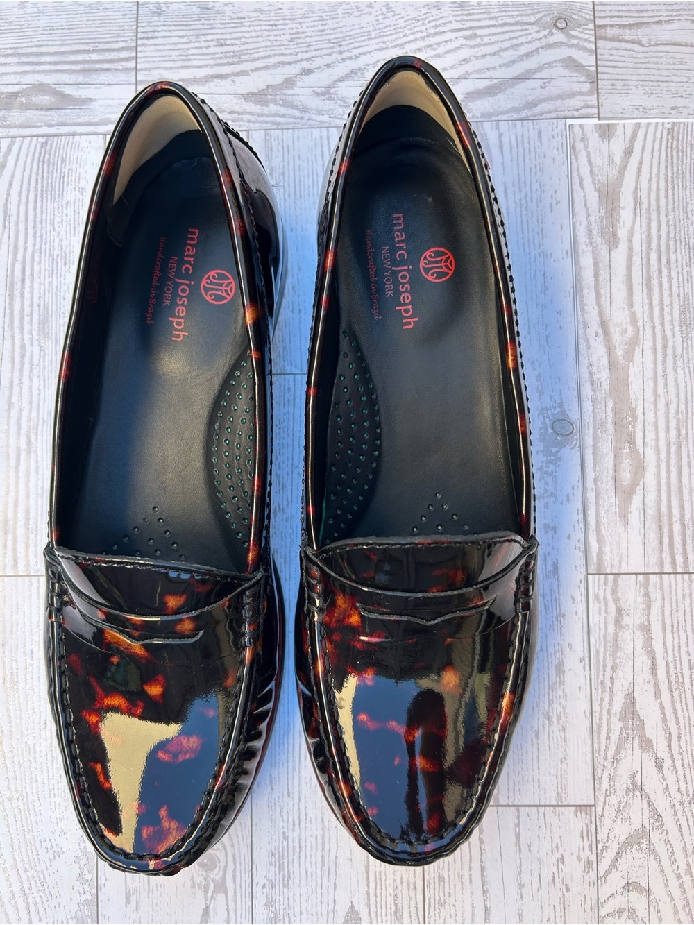 Marc Joseph Tortoiseshell Patent Loafers - Black & Brown